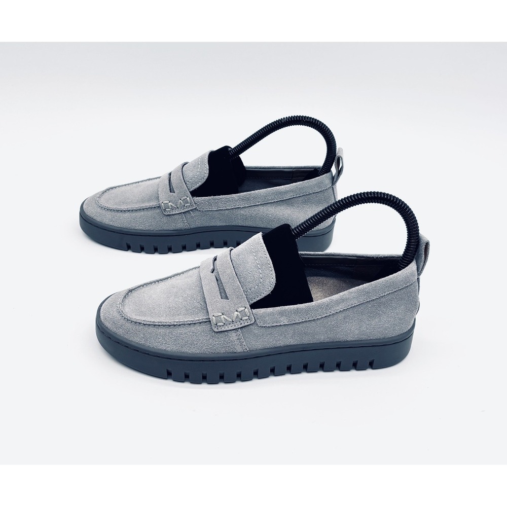 Vionic Uptown Suede Grey Loafers Women Size 6 Arch Support Penny Strap Slip On - Picture 2 of 8